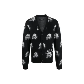 AMIRI X Wes Lang Repeat Skull Cardigan