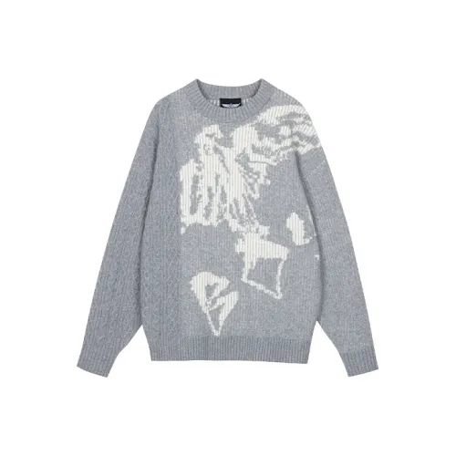 Boy London FW21 Loose Fit Sweater Spring Autumn And Winter Unisex Gray