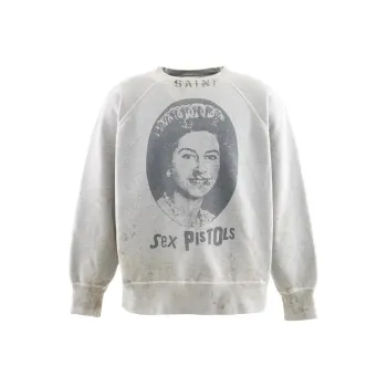 SAINT Mxxxxxx Queen Printed Used Effect Crewneck Sweatshirt