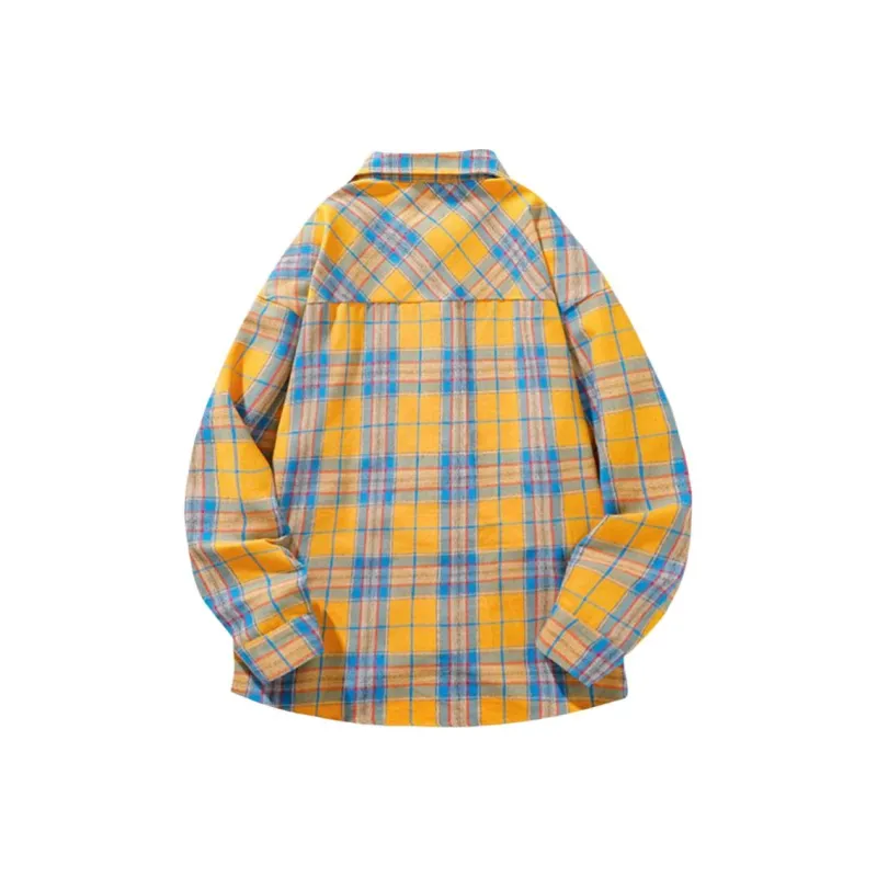 Ordifen Shirt Unisex Yellow Blue Plaid-1