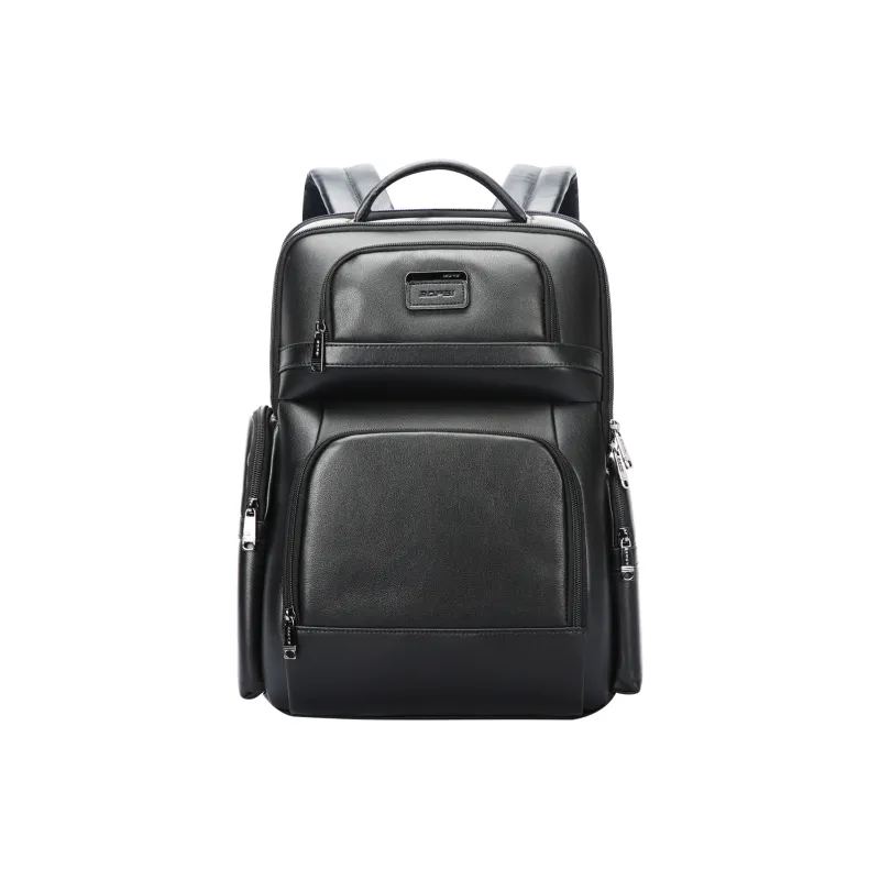 BOPAI Cow Leather With Fabric Backpack Handbag Regular Men's Black-13