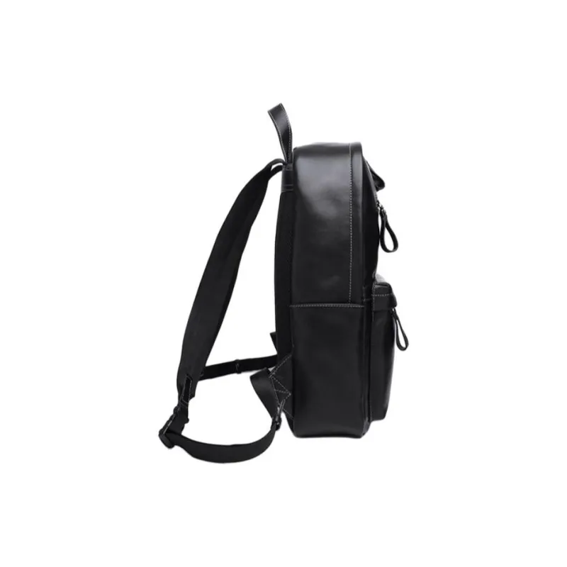 VIHUS Top Grain Cow Leather Backpack Men's Black-2