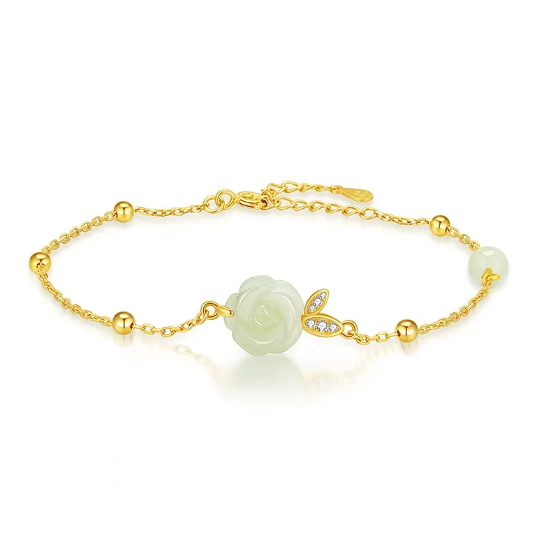 Central Fashion Hetian Jade Bracelets Green Jade Women's-0