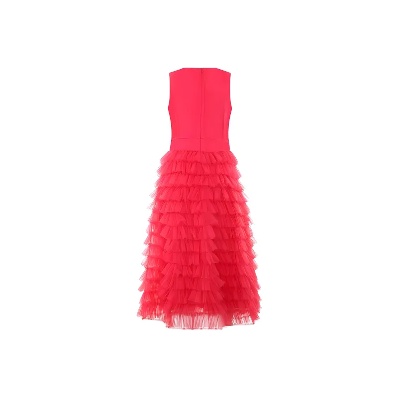 Molly Goddard SS24 Sleeveless Dress Women's Peach Pink-1