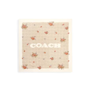 COACH Silk Scarves Women's Beige