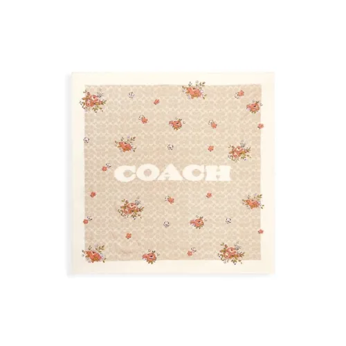 COACH Silk Scarves Women's Beige