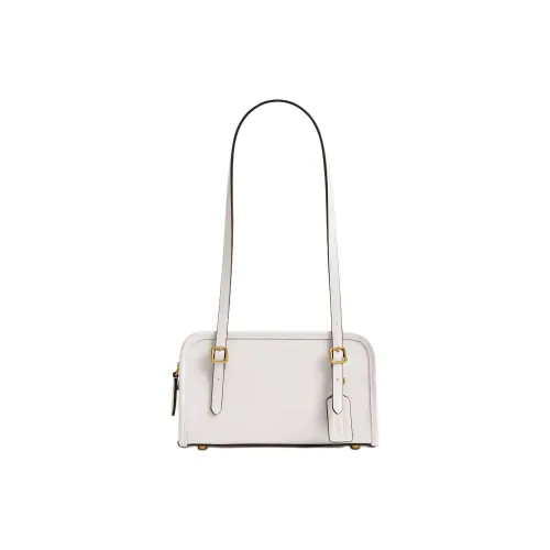 COACH SWING Crushed Leather Shoulder Bag Small Size Women's Brass & Chalk White