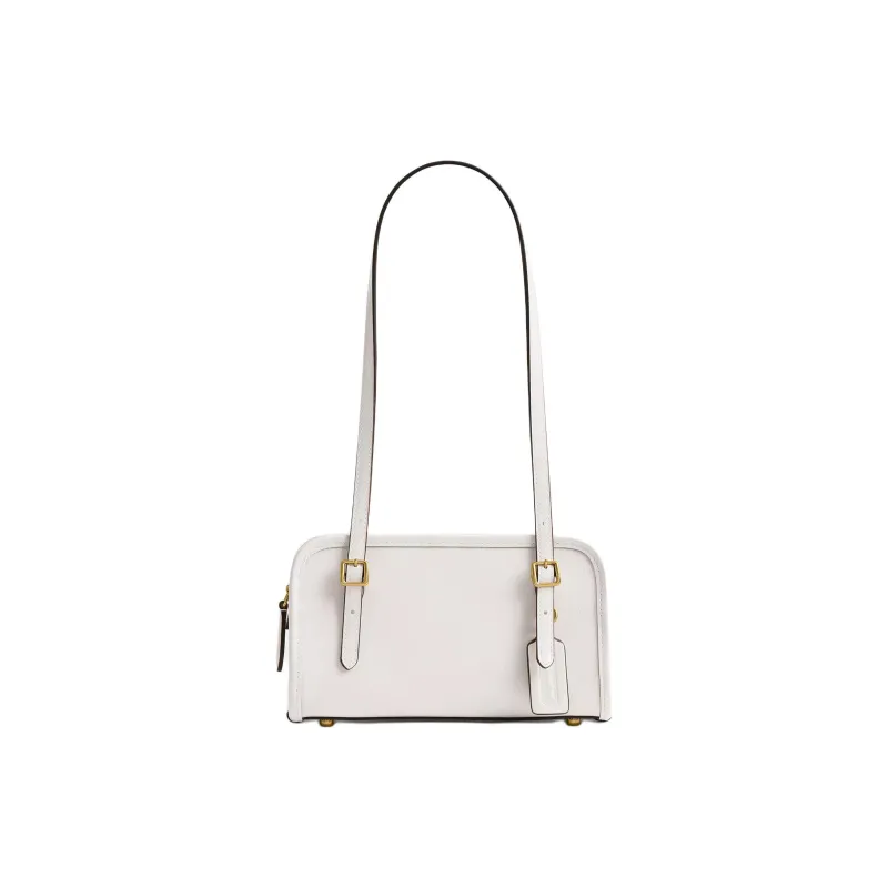 COACH SWING Crushed Leather Shoulder Bag Trumpets Women's Brass & Chalk White-0