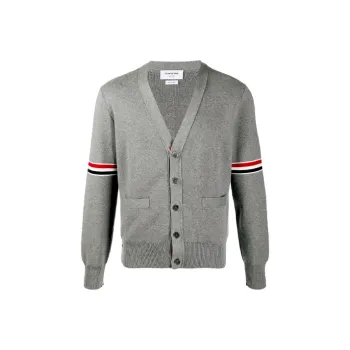 THOM BROWNE 4 Bar Stripe V Neck Cardigan