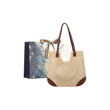 Iman's House Straw Woven Shoulder Bag Women's Ecru/Khaki