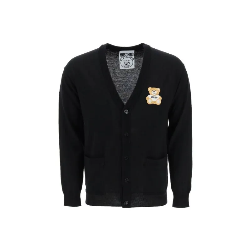 MOSCHINO Teddy Patch V Neck Cardigan-0