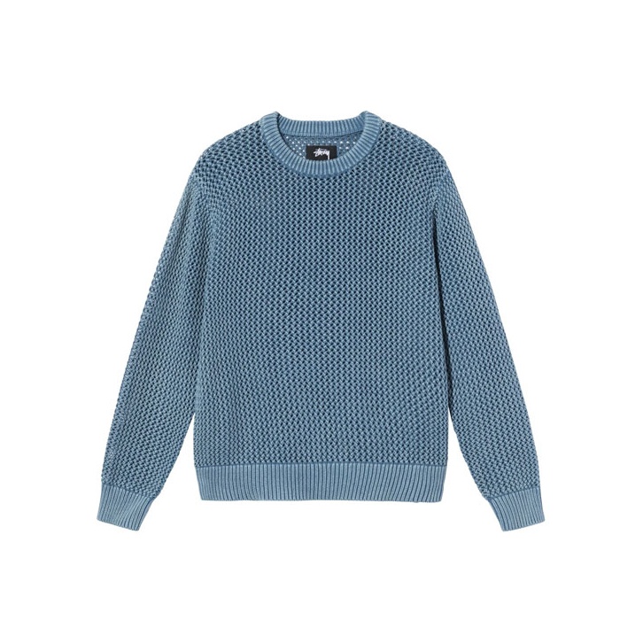 Stüssy Men's' Pigment Dyed Loose Gauge Sweater in Blue | LN-CC®