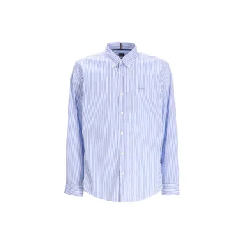 HUGO BOSS Pinstriped Curved Hem Shirt