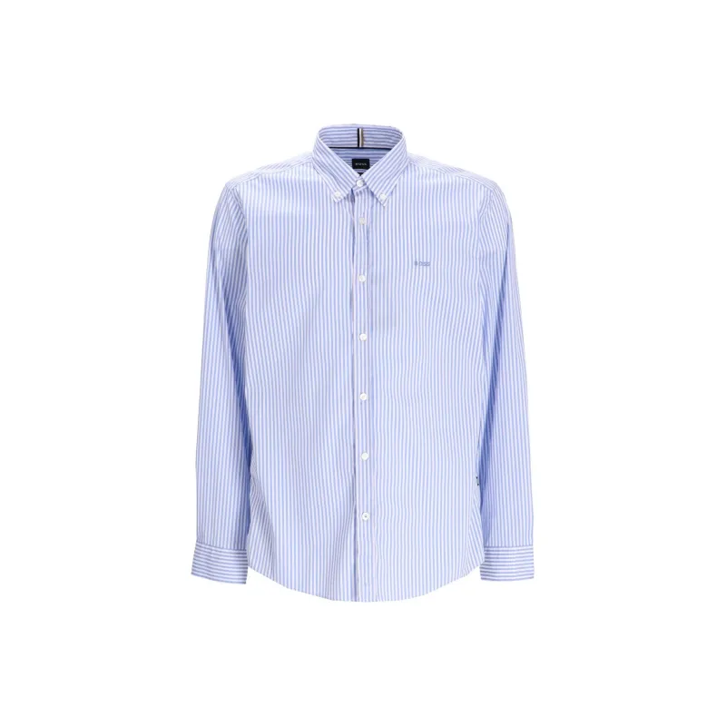 HUGO BOSS Pinstriped Curved Hem Shirt-0