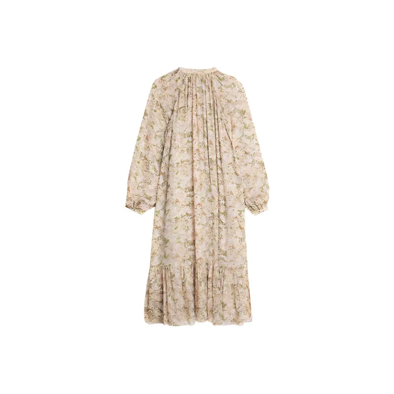 CELINE Long Sleeved Dresses Women's Beige Yellow-1