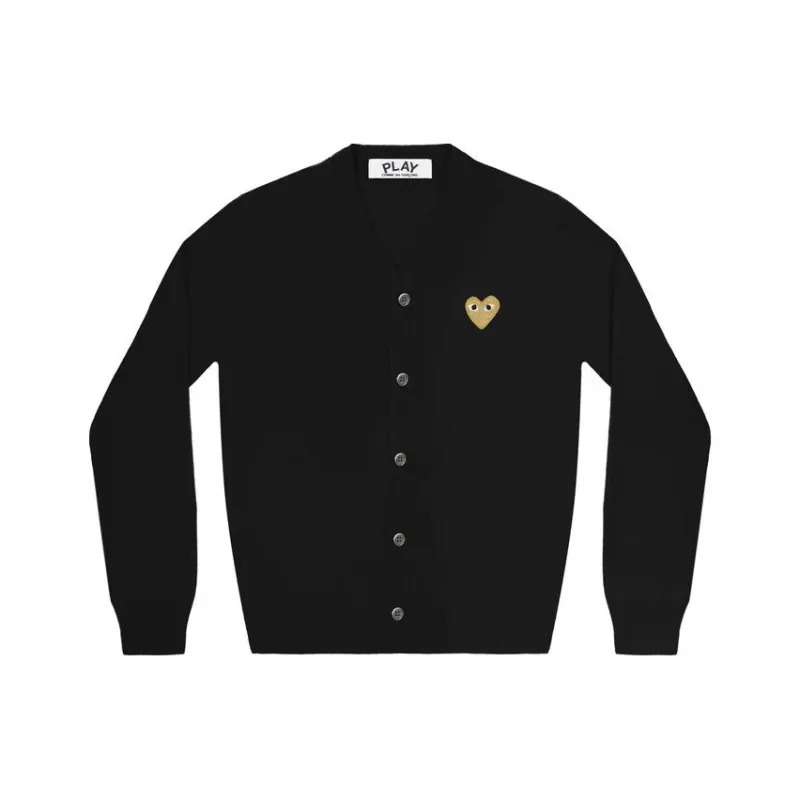 Comme Des Garcons Play Gold Heart Knit Cardigan Sweater-0