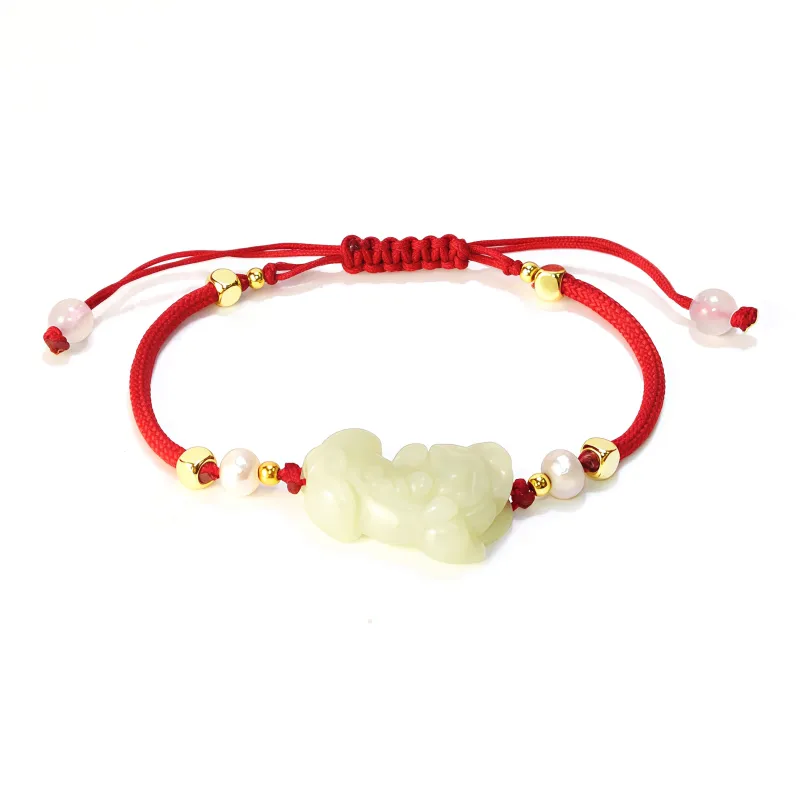 GUANFEI Bracelets Pale Greenish White Jade Unisex-2