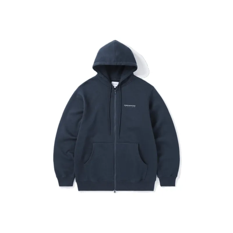 Thisisneverthat FW24 DSN Logo Zip Up Hoodie Sweatshirt Unisex Navy-0