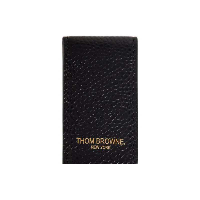 THOM BROWNE· Pebbled Cow Leather Card Clip Card Holder Men's Black-3
