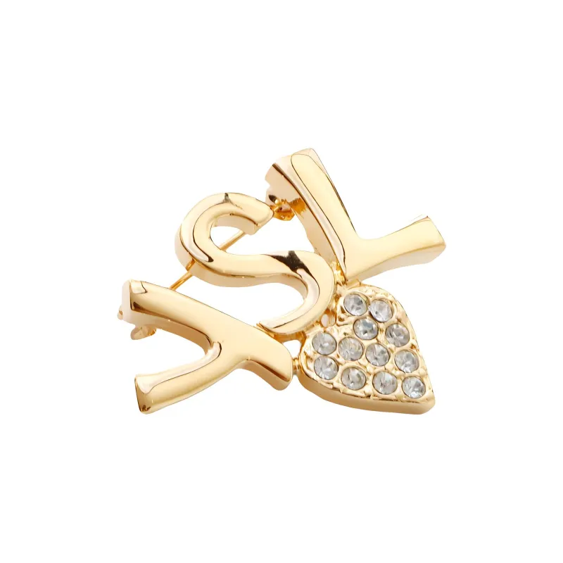 SAINT LAURENT Ysl Rhinestone Brooch-1