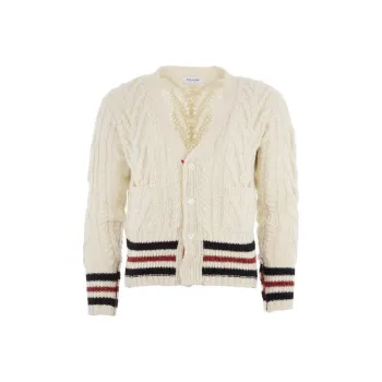 THOM BROWNE RWB Stripe Cable knit Cardigan