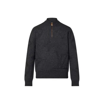 LOUIS VUITTON Monogram Jacquard Wool Half Zip Pullover