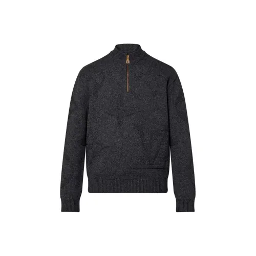 LOUIS VUITTON Monogram Jacquard Wool Half Zip Pullover