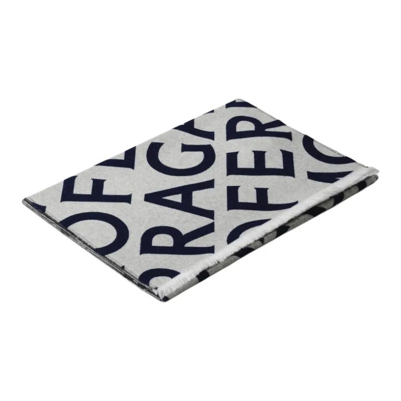 FERRAGAMO Wool Knit Scarves Unisex Gray-2