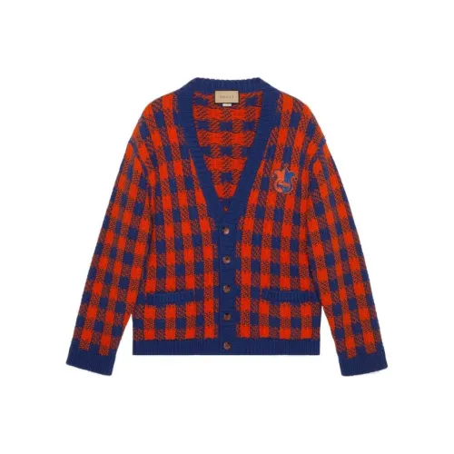 GUCCI Interlocking Gg Gingham Wool Cardigan