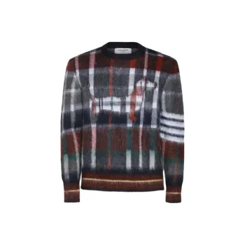 THOM BROWNE Checked Crewneck Jumper