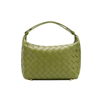 Bottega Veneta Wallace Leather One Shoulder Handbag Mini Women's Matcha Gold