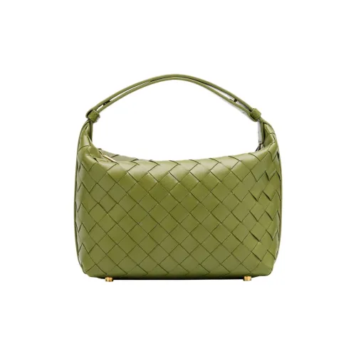 Bottega Veneta Wallace Leather One Shoulder Handbag Mini Women's Matcha Gold