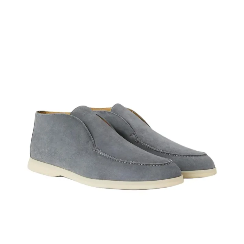 Loro Piana Open Walk Ankle Boots Men's Gray Blue-2