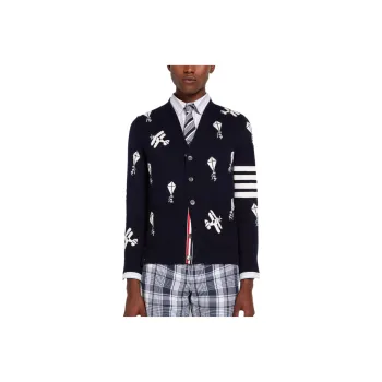 THOM BROWNE Sky Icons 4 Bar Cardigan