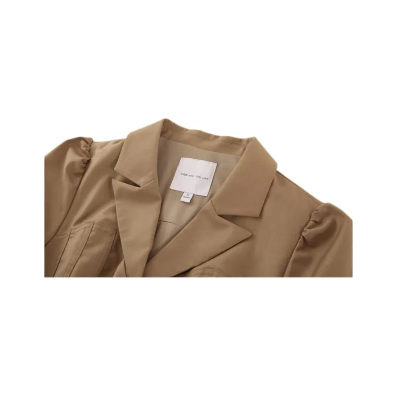 SHUIYUNJIAN Long Sleeved Dresses Women's Khaki-4