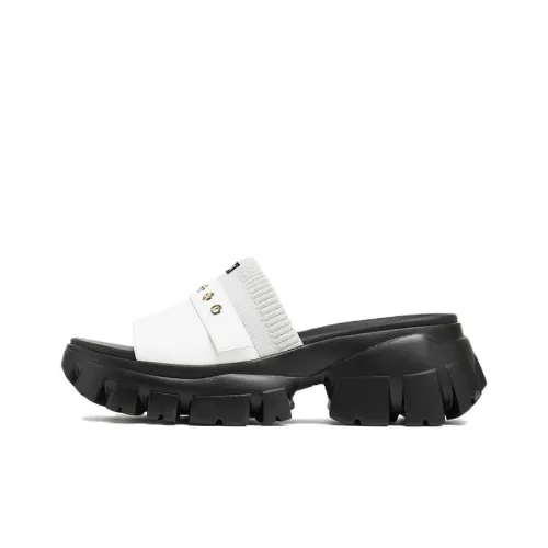 Staccato Rubber Foam Outsole Slip Resistant Slide Slippers Women's Gray White