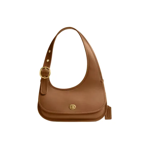 COACH Cashin Leather Crescent Bag Shoulder Bag Large Size Women's Brass & Honey Brown