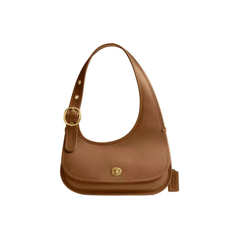 COACH Cashin Leather Crescent Bag Shoulder Bag Tubas Women's Brass & Honey Brown-0