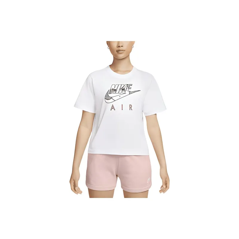 Nike Sportswear Boxy Logo Print Retro Crewneck Pullover T-Shirt White-2