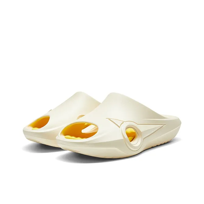 Qing Pao Slip Resistant Odor Resistant Massage Pad Slide Slippers Unisex White Yellow-2