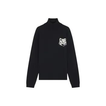 Maison Kitsune Fox Head Intarsia Knit Turtleneck Jumper