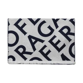 FERRAGAMO Wool Knit Scarves Unisex Gray