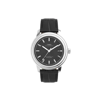 TIMEX Waterbury Collection Wrist Watch Automatic Mechanical Movement Genuine Leather Strap Black Dial Men's Watches