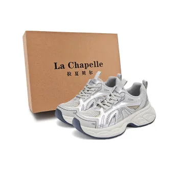 La Chapelle Anti Slip Wear Resistant Low Top Chunky Sneakers Women's Silver Gray