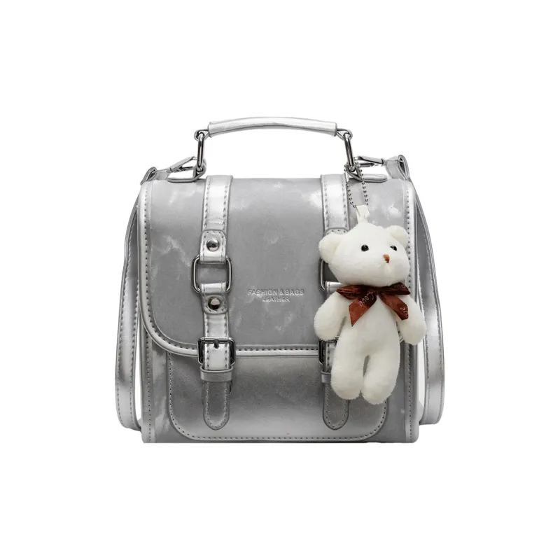 PINK·LAND PU Backpack Women's Pink/Brown/Silver/Blue/Black-15