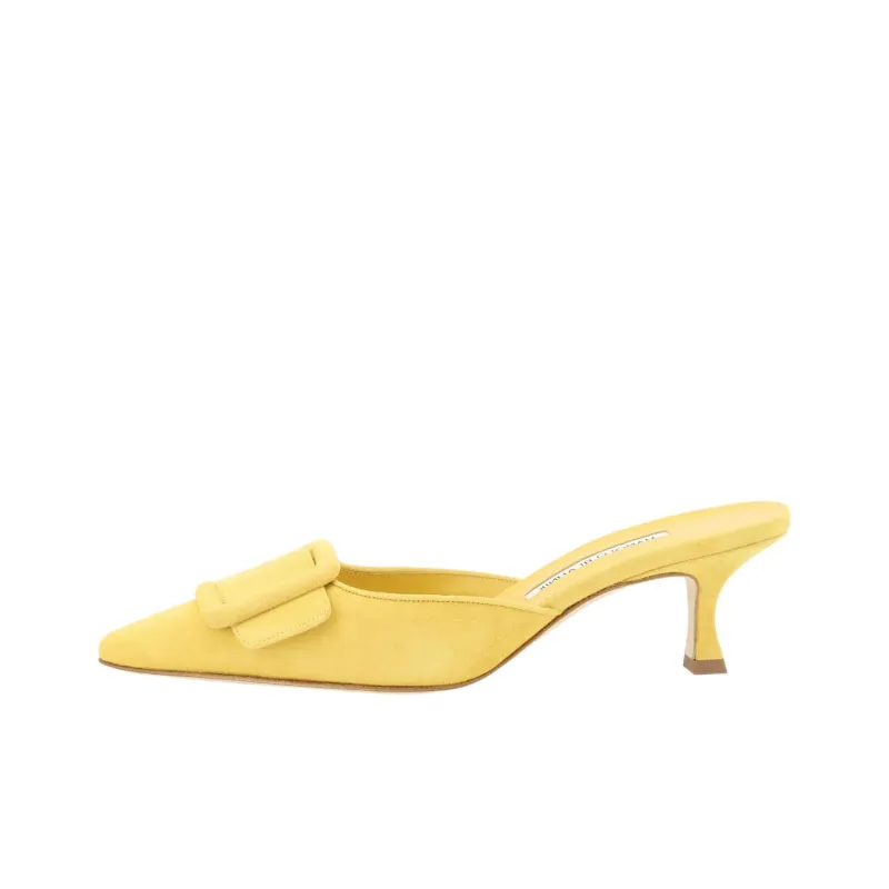MANOLO BLAHNIK Slip Resistant Closed Toe Slippers 5cm Women's Yellow-0