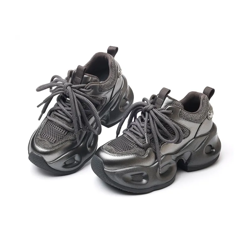 Cigna Low Top Chunky Sneakers Women's Gunmetal-1