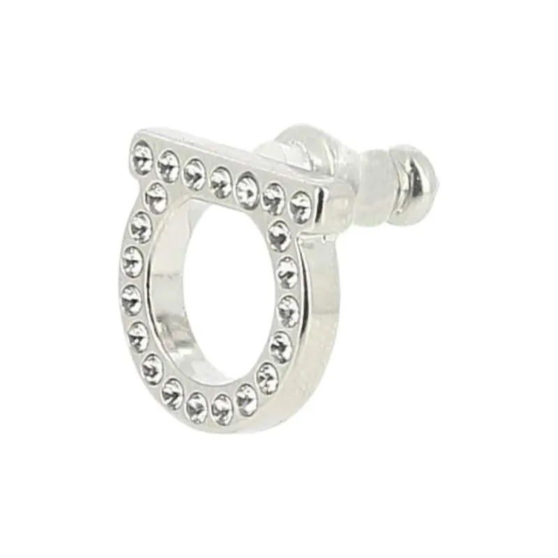 FERRAGAMO Brass, Glass Earrings Unisex Silver-2