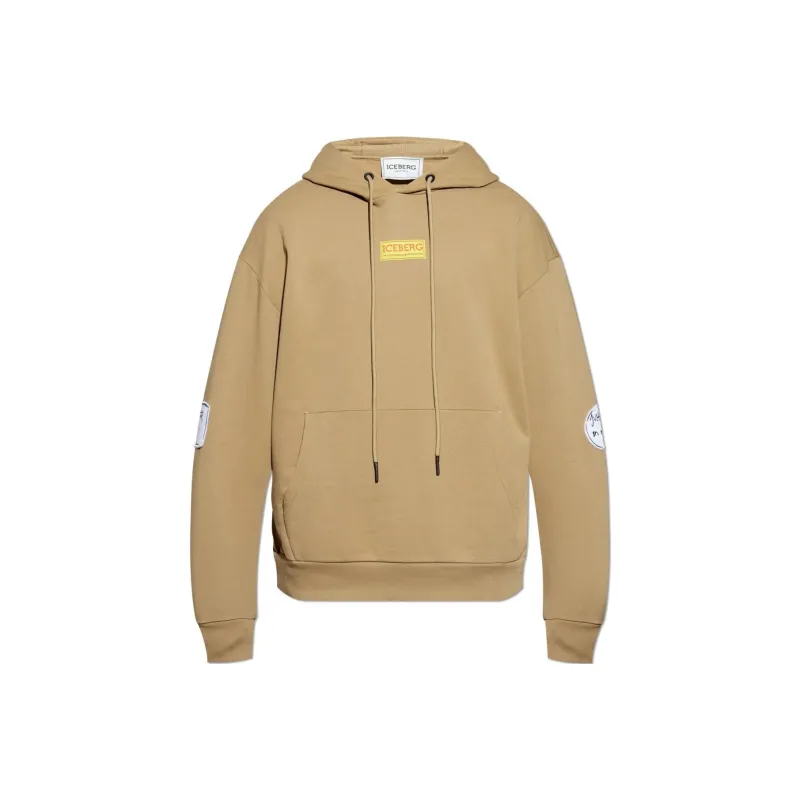 Iceberg Logo Patch Drawstring Hoodie-0
