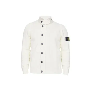 STONE ISLAND Logo Patch High Neck Cardigan